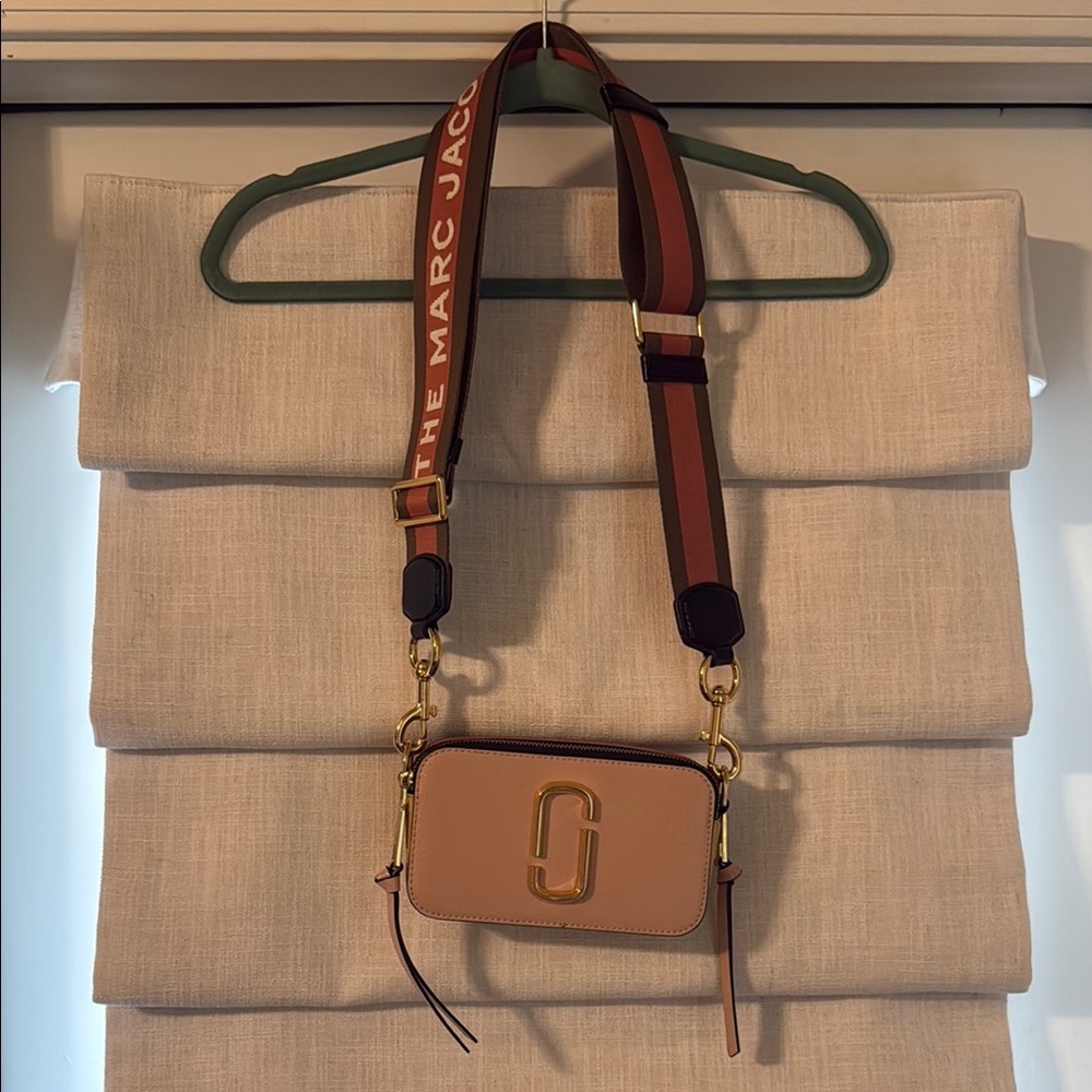 Marc Jacobs Pink and Brown Crossbody Bag with Gold Hardware